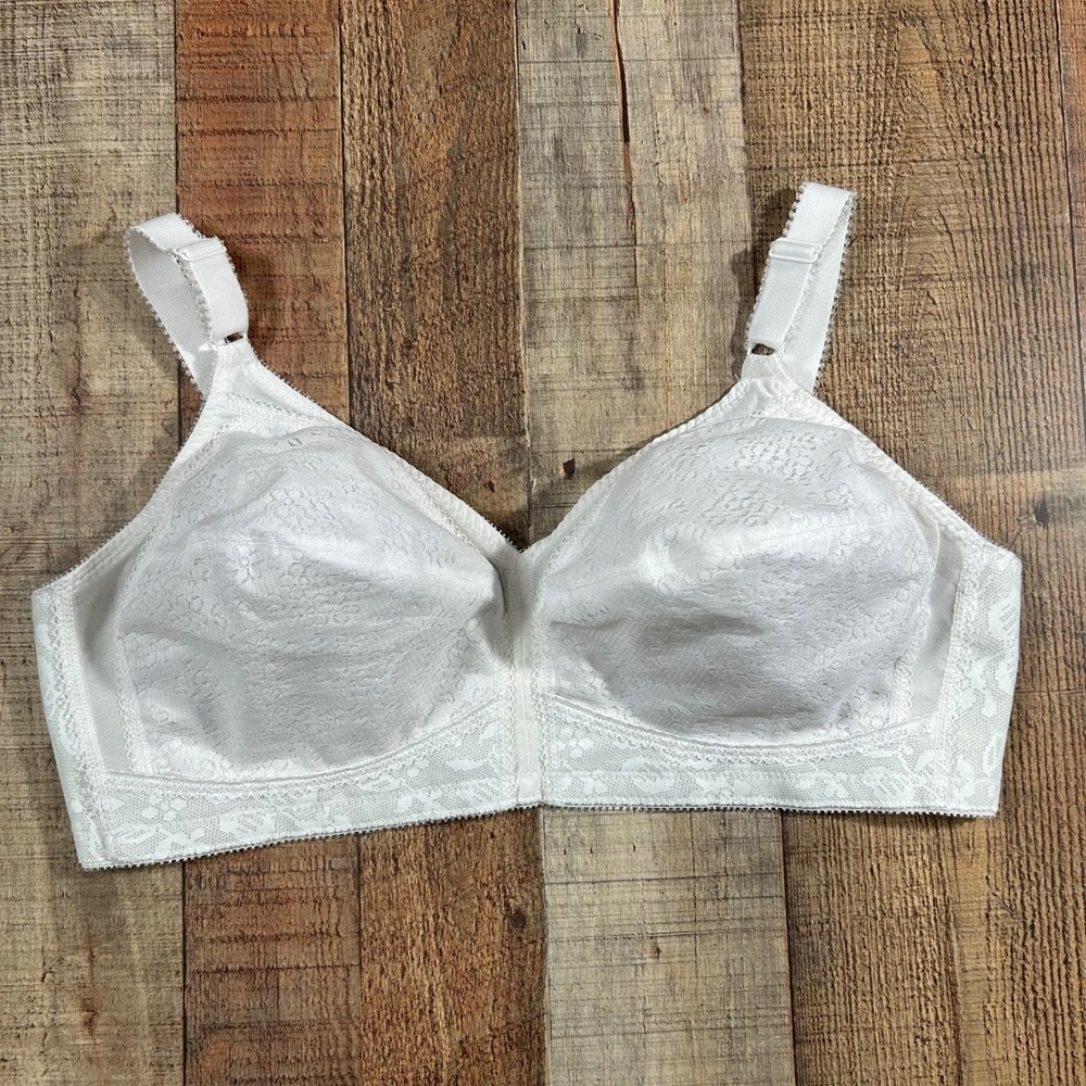 Playtex 18 Hour White Lace Wirefree Bra 44C 0020/0027/2700 Womens Full Coverage
